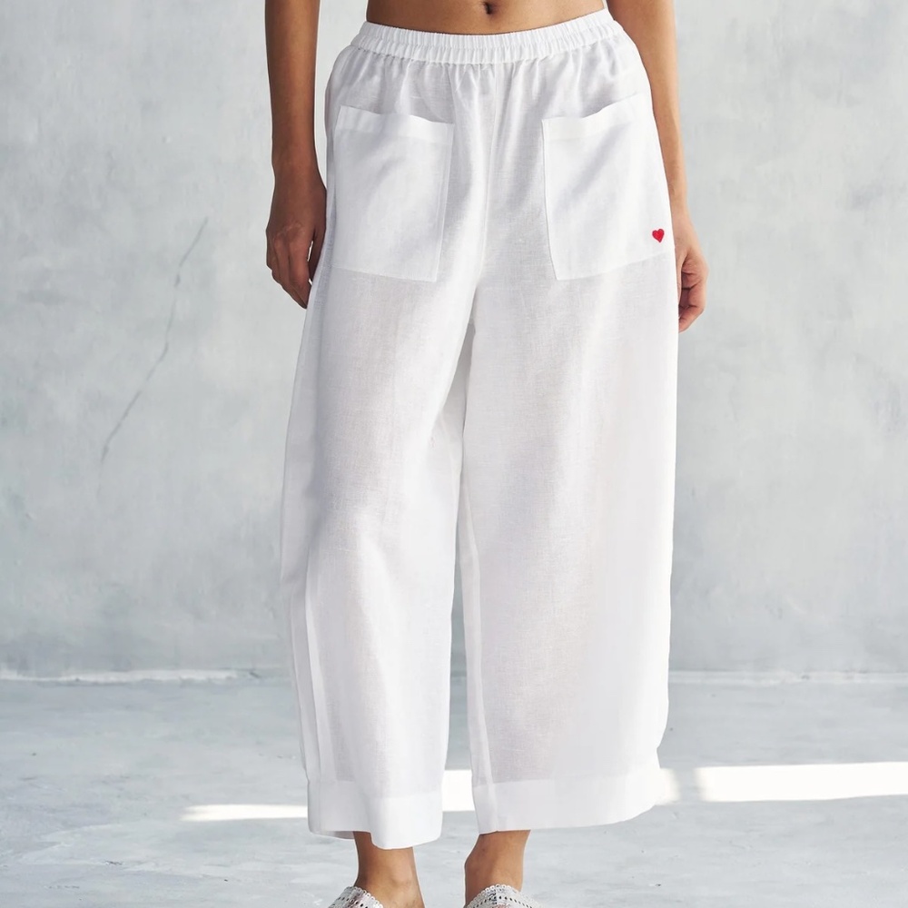 Nicobar Serene pants, light and loose fitting, white, Large